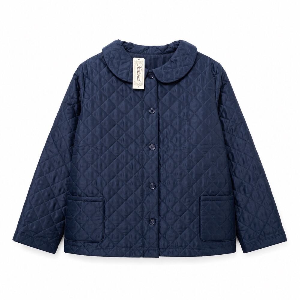 New National Diamond Quilted Snap Button Front Jacket Style 23400 True Navy